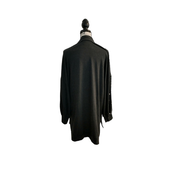 Women's Pearl Beaded Size Large Knit Gray Tunic Layers Maximalist Lagenlook Cute - Picture 10 of 12